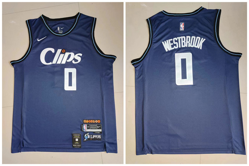 Clippers 0 Russell Westbrook Navy 2023-24 City Edition Swingman Jersey - Zenithce