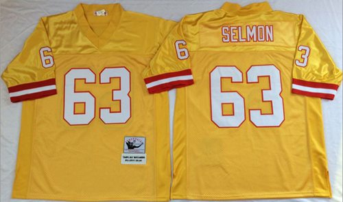 Mitchell And Ness Buccaneers #63 Lee Roy Selmon Gold Throwback Stitched Jersey - Zenithce
