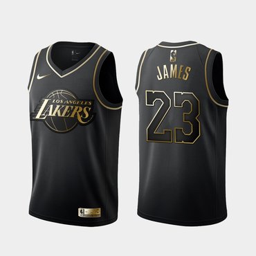 Lakers 23 Lebron James Black Gold Swingman Jersey - Zenithce