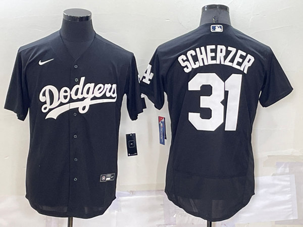 Los Angeles Dodgers #31 Max Scherzer Black Cool Base Stitched Baseball Jersey - Zenithce