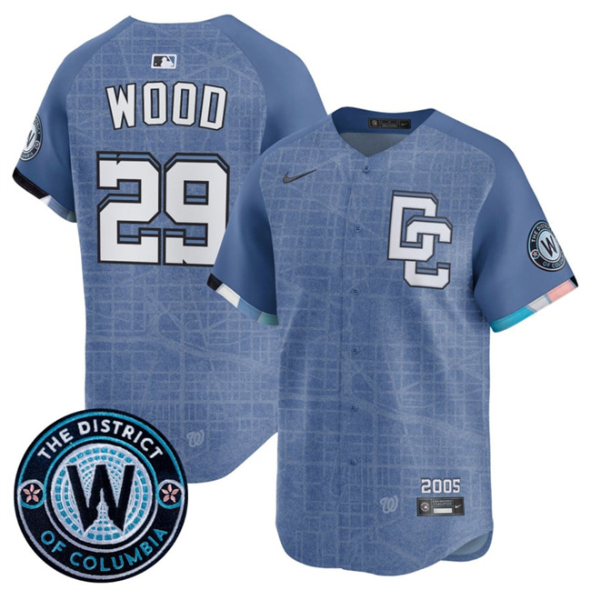Washington Nationals #29 James Wood Blue 2025 City Connect Limited Stitched Jersey - Zenithce