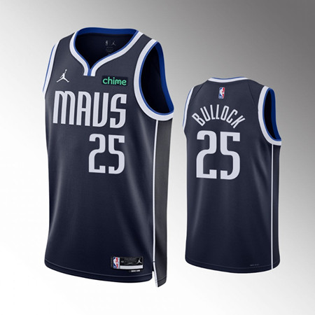 Dallas Mavericks #25 Reggie Bullock Navy Statement Edition Stitched Jersey - Zenithce