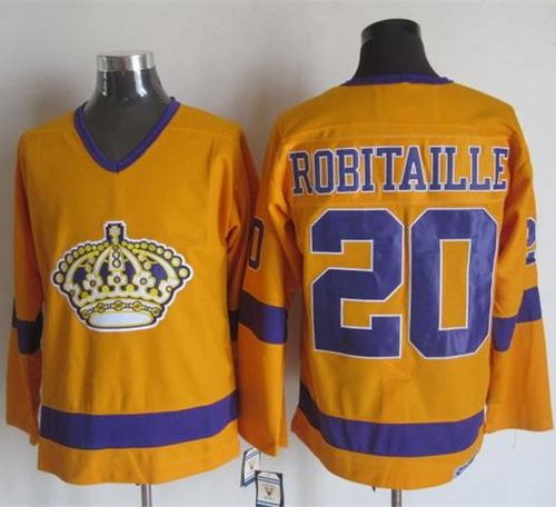Kings #20 Luc Robitaille Yellow Purple CCM Throwback Stitched Jersey - Zenithce