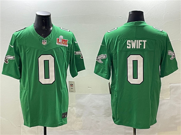Philadelphia Eagles #0 D'Andre Swift Green 2025 Super Bowl LIX Patch F.U.S.E. Throwback Vapor Untouchable Limited Stitched Jersey - Zenithce