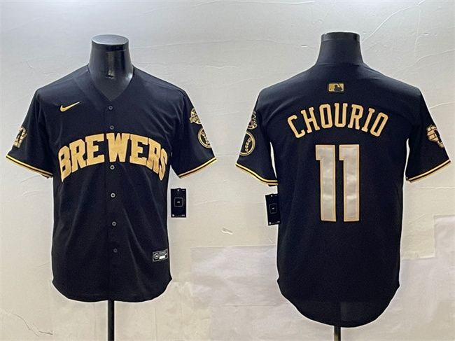 Milwaukee Brewers #11 Jackson Chourio Black Gold With Home Patch Limited Stitched Jersey - Zenithce