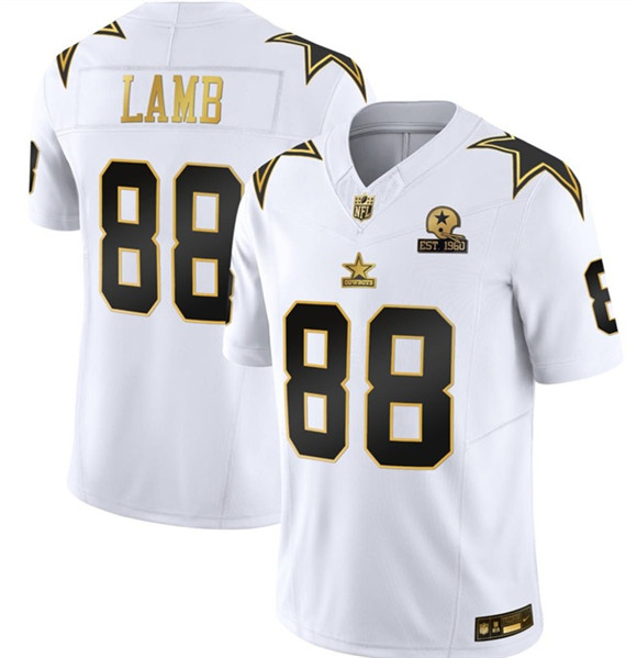 Dallas Cowboys #88 CeeDee Lamb White Gold F.U.S.E. With Established In 1960 Patch Vapor Limited Stitched Jersey - Zenithce