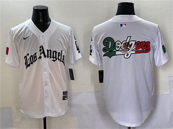 Los Angeles Dodgers Team Big Logo White Mexico 2025 LA Gothic Style With Fernando Patch Vapor Premier Limited Stitched Jersey - Zenithce