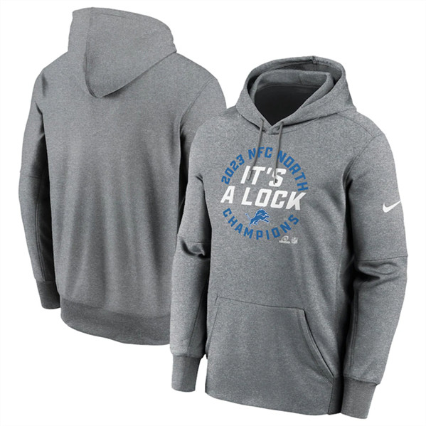 Detroit Lions Heather Gray 2023 NFC North Division Champions Locker Room Trophy Collection Pullover Hoodie - Zenithce