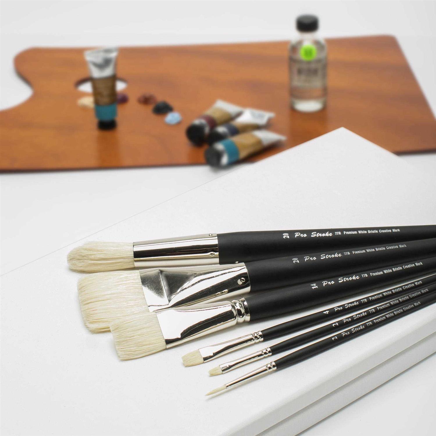 Creative Mark Paint Brush Set Mimik Hog Professional Synthetic Hog Bristle Brushes for Acrylics - Zenithce