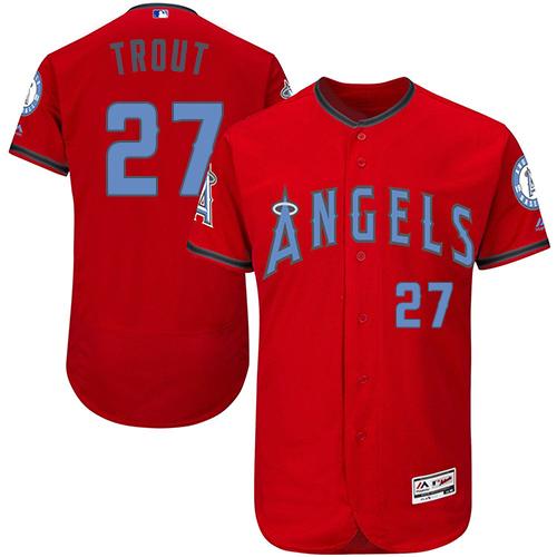 Angels Of Anaheim #27 Mike Trout Red Flexbase Authentic Collection 2016 Father's Day Stitched Jersey - Zenithce