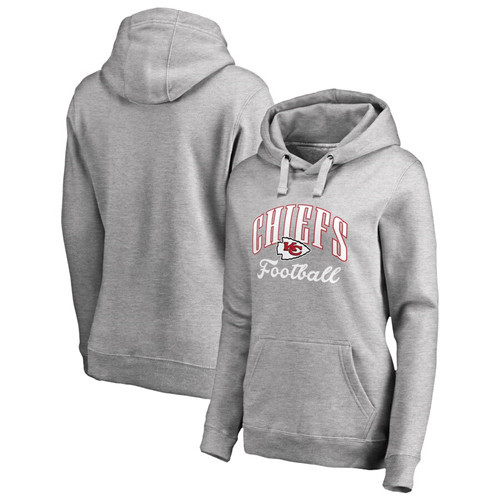 Women's  Kansas City Chiefs NFL Gray Pro Line by Fanatics Branded Victory Script Plus Size Pullover Hoodie - Zenithce