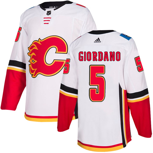 Calgary Flames #5 Mark Giordano White Away Stitched Jersey - Zenithce