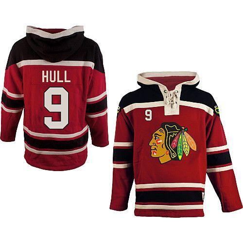 Blackhawks #9 Bobby Hull Red Sawyer Hooded Sweatshirt Stitched Jersey - Zenithce