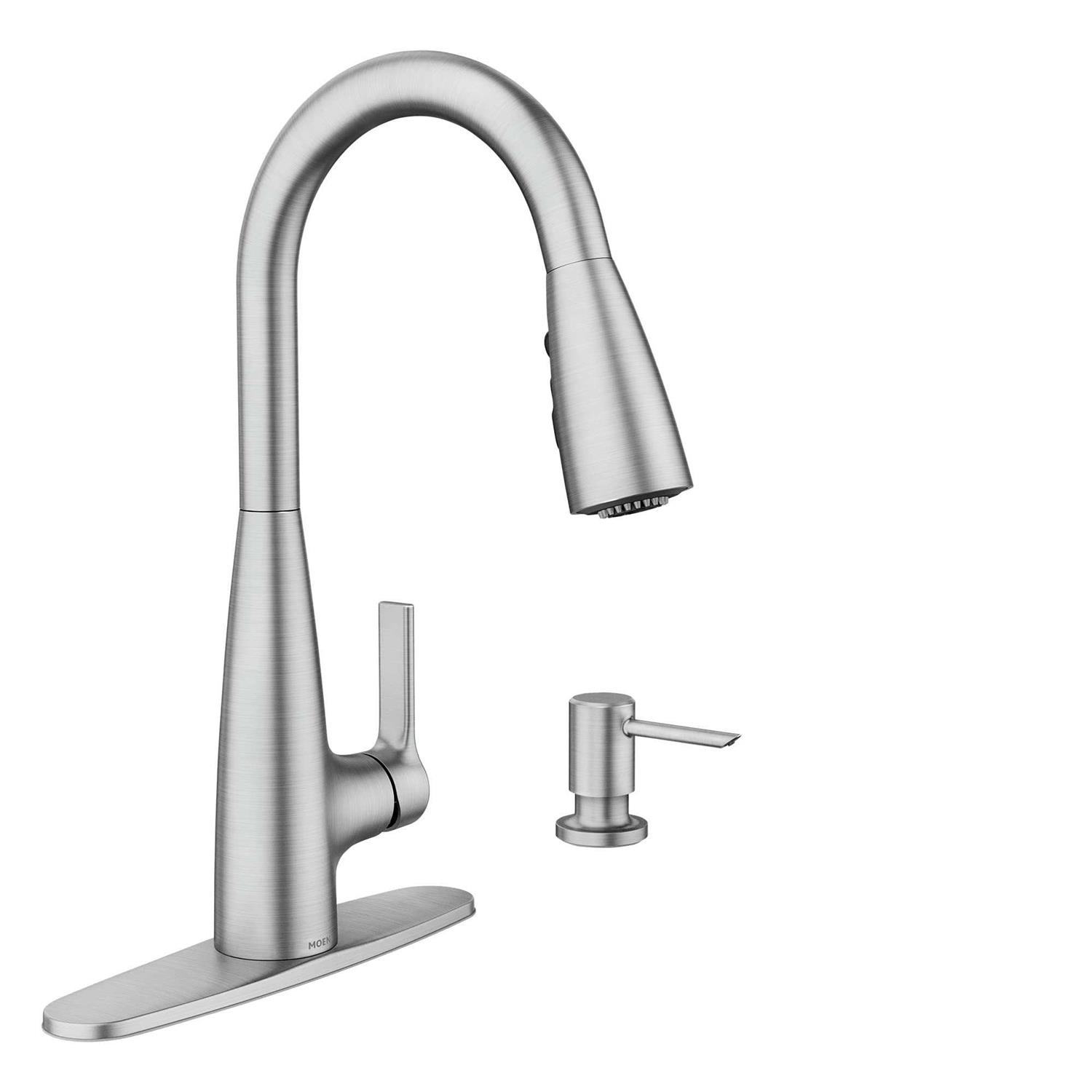 Moen 87233EWBL Adler MotionSense Wave Single Handle Pulldown Kitchen Faucet with Power Clean Technology Finish - Zenithce