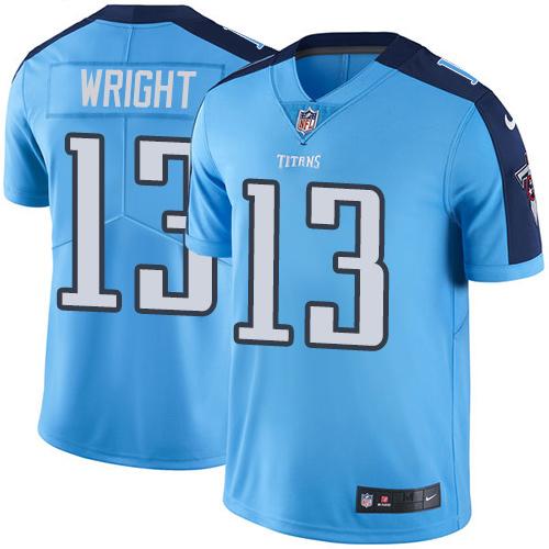 Titans #13 Kendall Wright Light Blue Stitched Limited Rush Nike Jersey - Zenithce