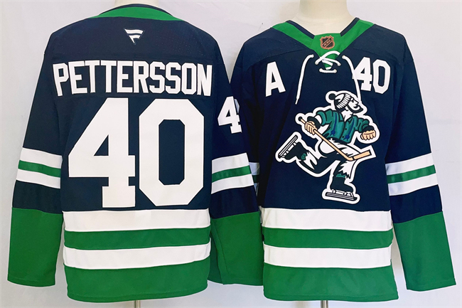 Vancouver Canucks #40 Elias Pettersson Navy 2024 Reverse Retro Stitched Jersey - Zenithce