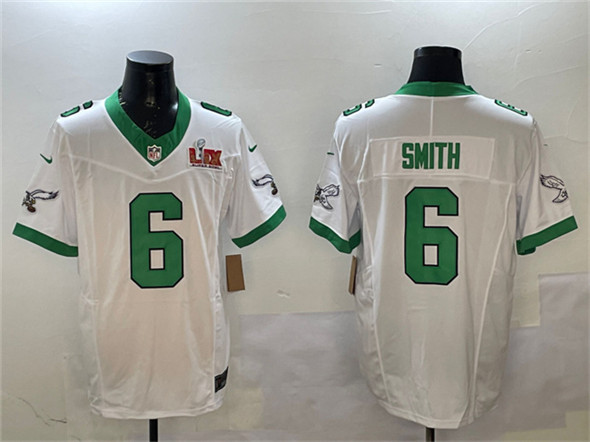 Philadelphia Eagles #6 DeVonta Smith White 2025 Super Bowl LIX Patch F.U.S.E. Vapor Untouchable Limited Stitched Jersey - Zenithce