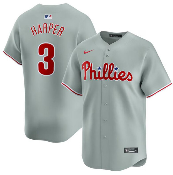 Philadelphia Phillies #3 Bryce Harper Gray Away Limited Stitched Jersey - Zenithce
