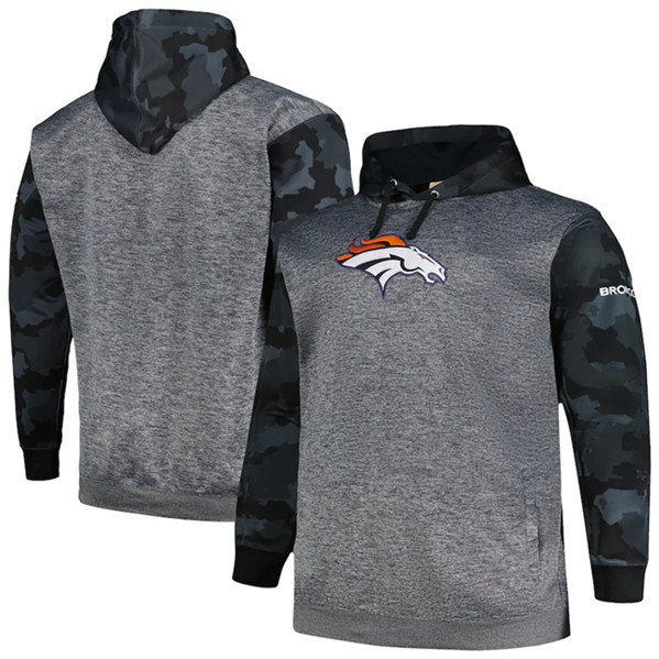 Denver Broncos Heather Charcoal Big Tall Camo Pullover Hoodie - Zenithce