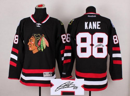Blackhawks #88 Patrick Kane Black Autographed Stitched Jersey - Zenithce