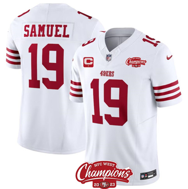 San Francisco 49ers #19 Deebo Samuel White 2023 F.U.S.E. With 1-Star C Ptach And NFC West Champions Patch Stitched Jersey - Zenithce