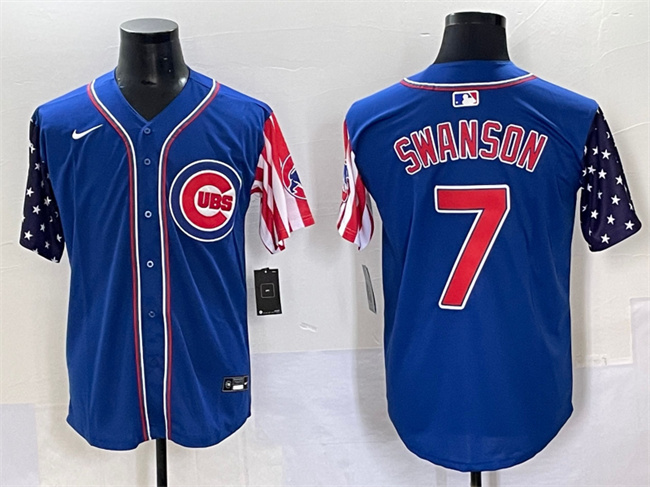 Chicago Cubs #7 Dansby Swanson Royal 2025 Independence Day Vapor Premier Limited Stitched Jersey - Zenithce