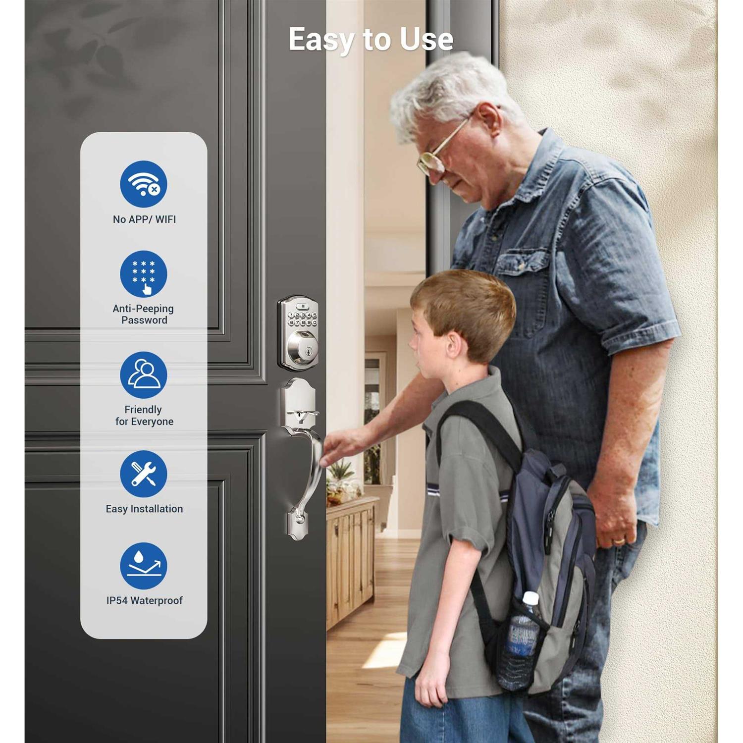 Veise Fingerprint Door Lock Keyless Entry Door Lock Electronic Keypad Deadbolt with Keys - Zenithce