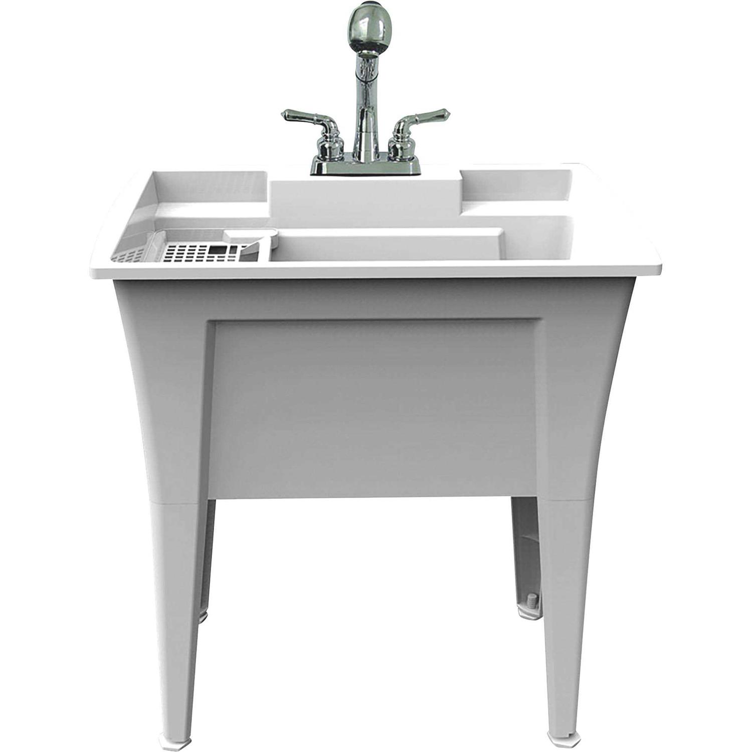 Rugged Tub 32 in. x 22 in. Polypropylene Granite Laundry Sink with 2 Hdl Non Metallic Pullout Faucet and Installation Kit G32GK1 - Zenithce
