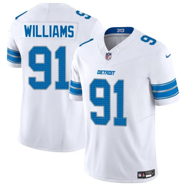 Detroit Lions #91 Tyleik Williams White 2025 F.U.S.E. Vapor Limited Stitched Game Jersey - Zenithce