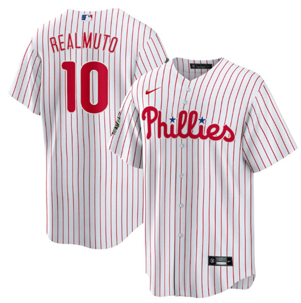 Philadelphia Phillies #10 J.T. Realmuto White 2022 World Series Cool Base Stitched Baseball Jersey - Zenithce