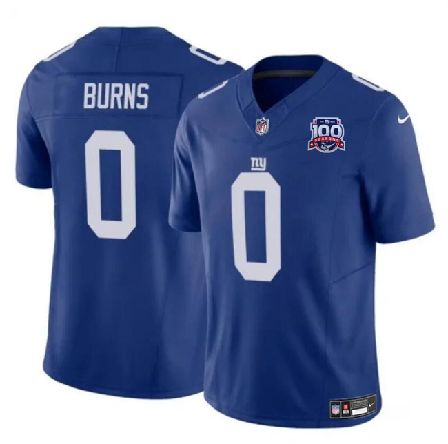 New York Giants #0 Brian Burns Blue 2024 F.U.S.E. 100TH Season Patch Vapor Untouchable Limited Stitched Jersey - Zenithce