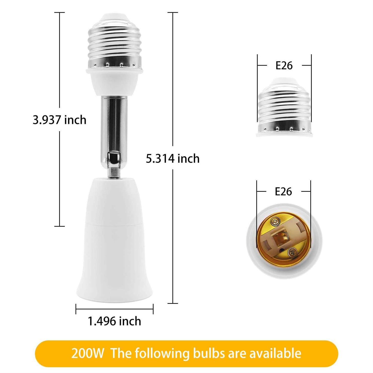 E26 to E26 Socket Extender,TWDRTDD E27/E26 to E27/E26 Lamp Holder Adapter - Zenithce