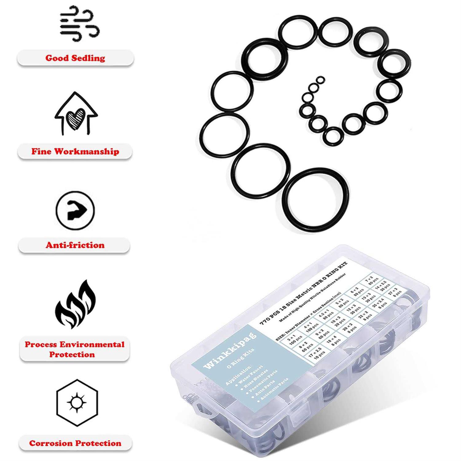 TWCC 6 Size Water Hose Gasket and 18 Size O Ring Rubber Washer Assortment Kit 360PCS Nitrile Washers Set for Plumbing Faucet Pipe Hose Shower Head - Zenithce