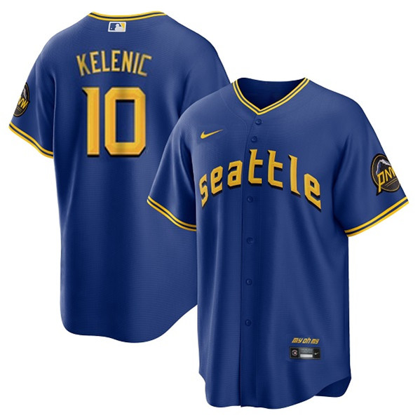 Seattle Mariners #10 Jarred Kelenic Royal 2023 City Connect Cool Base Stitched Jersey - Zenithce