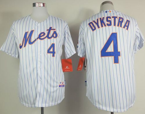 Mets #4 Lenny Dykstra White(Blue Strip) Home Cool Base Stitched Jersey - Zenithce