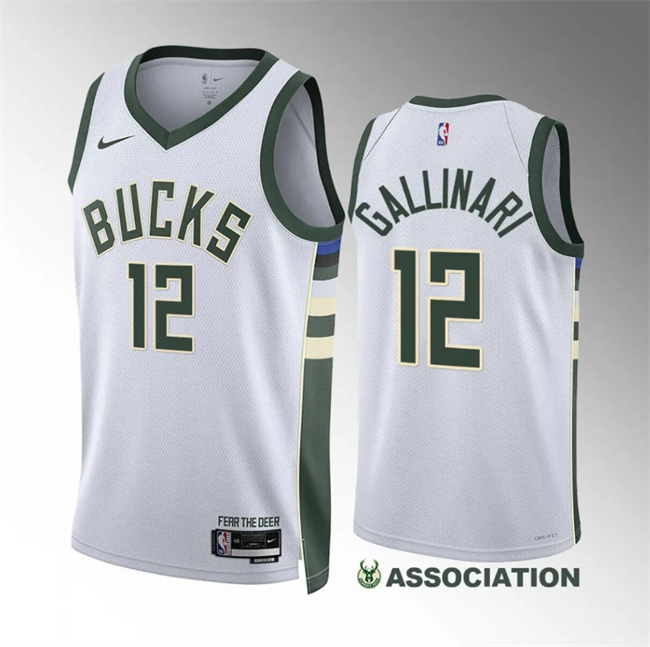 Milwaukee Bucks #12 Danilo Gallinari White Association Edition Stitched Jersey - Zenithce