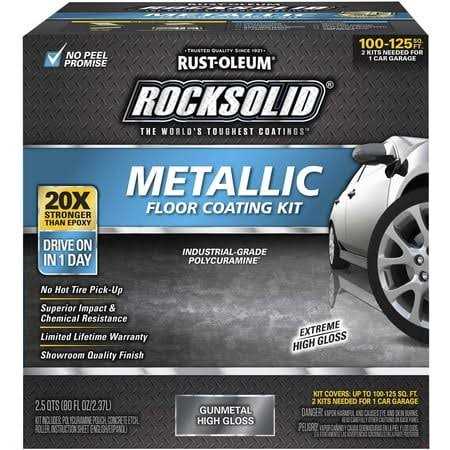 Rust-Oleum 299743 RockSolid Floor Coat Garage Metallic Gunmetal Kit - Zenithce