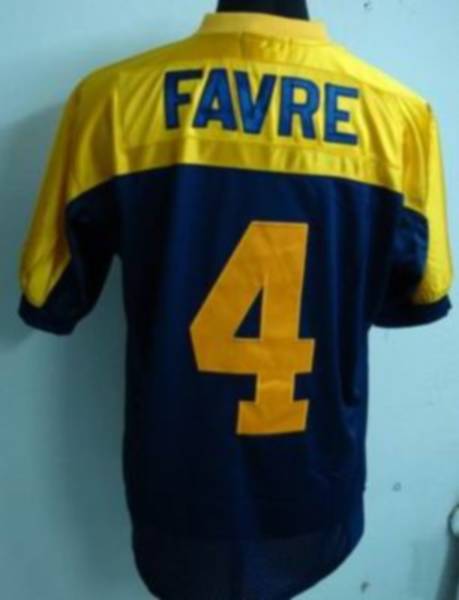 Mitchell Ness Packers #4 Brett Favre Blue Gold With 75 Anniversary Patch Stitched Throwback Jersey - Zenithce
