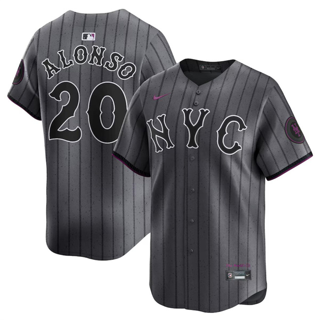 New York Mets #20 Pete Alonso Graphite 2024 City Connect Limited Stitched Jersey - Zenithce