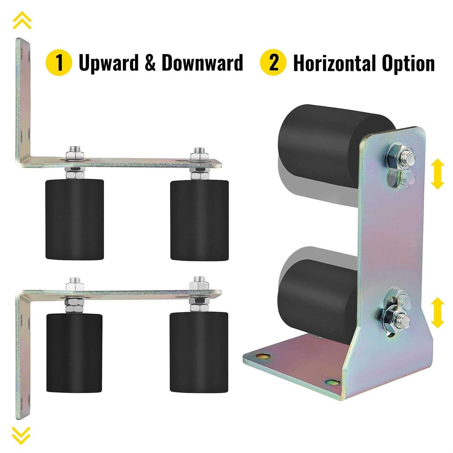 VEVOR Gate Roller Guide Sliding Gate Black Nylon Roller Coloring Zinc Painted Sliding Gate Guide With L-Shape Bracket and Adjustable Bolts Slide - Zenithce