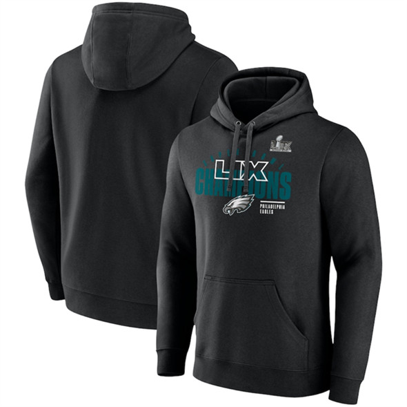Philadelphia Eagles Black Super Bowl LIX Champions Iconic Victory Fleece Pullover Hoodie - Zenithce
