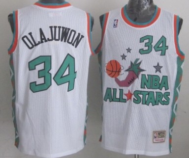 1996 All-Star #34 Hakeem Olajuwon White Swingman Throwback Jersey - Zenithce