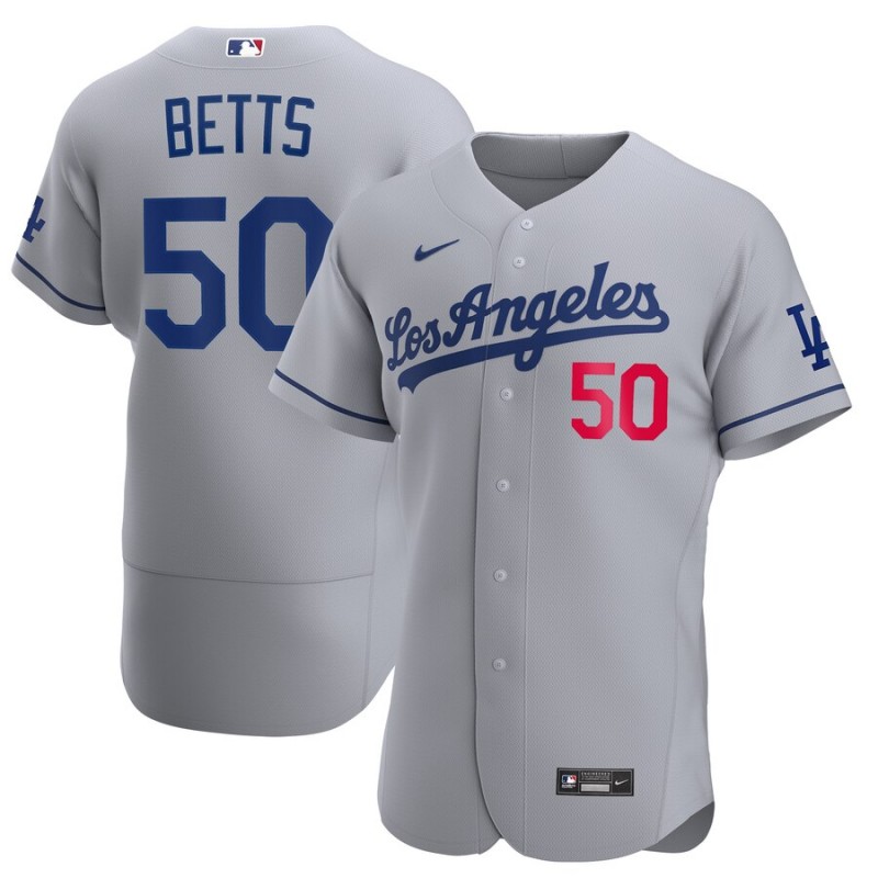 Los Angeles Dodgers #50 Mookie Betts Grey Flex Base Stitched Jersey - Zenithce