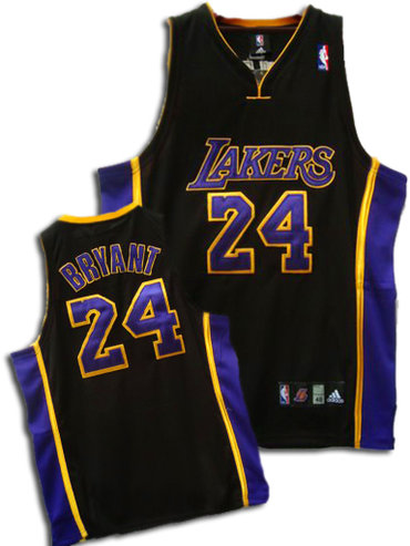 Los Angeles Lakers #24 Kobe Bryant Black With Purple Swingman Jersey - Zenithce
