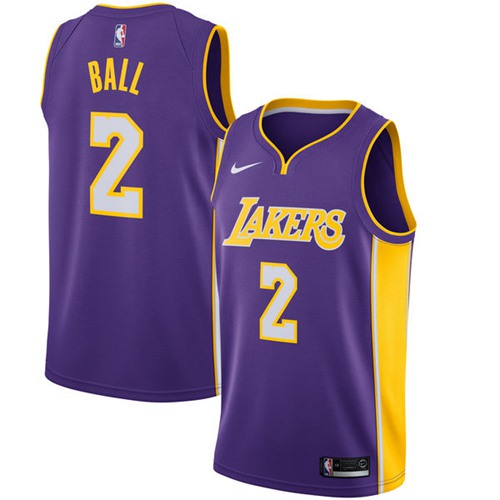 Los Angeles Lakers #2 Lonzo Ball Purple Swingman Statement Edition Jersey - Zenithce