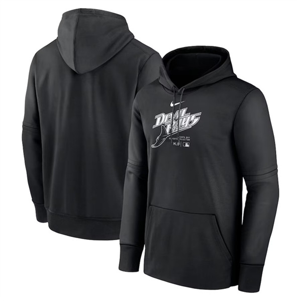 Tampa Bay Rays Black Collection Practice Performance Pullover Hoodie - Zenithce