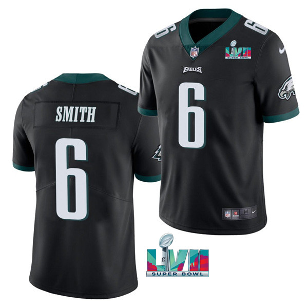 Philadelphia Eagles #6 DeVonta Smith Black Super Bowl LVII Patch Vapor Untouchable Limited Stitched Jersey - Zenithce