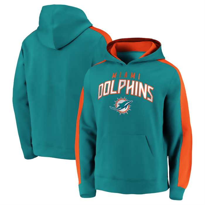 Miami Dolphins Aqua Game Time Arch Pullover Hoodie - Zenithce