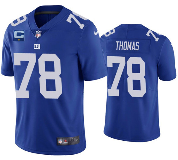 New York Giants #78 Andrew Thomas Blue With C Patch Vapor Untouchable Limited Stitched Jersey - Zenithce