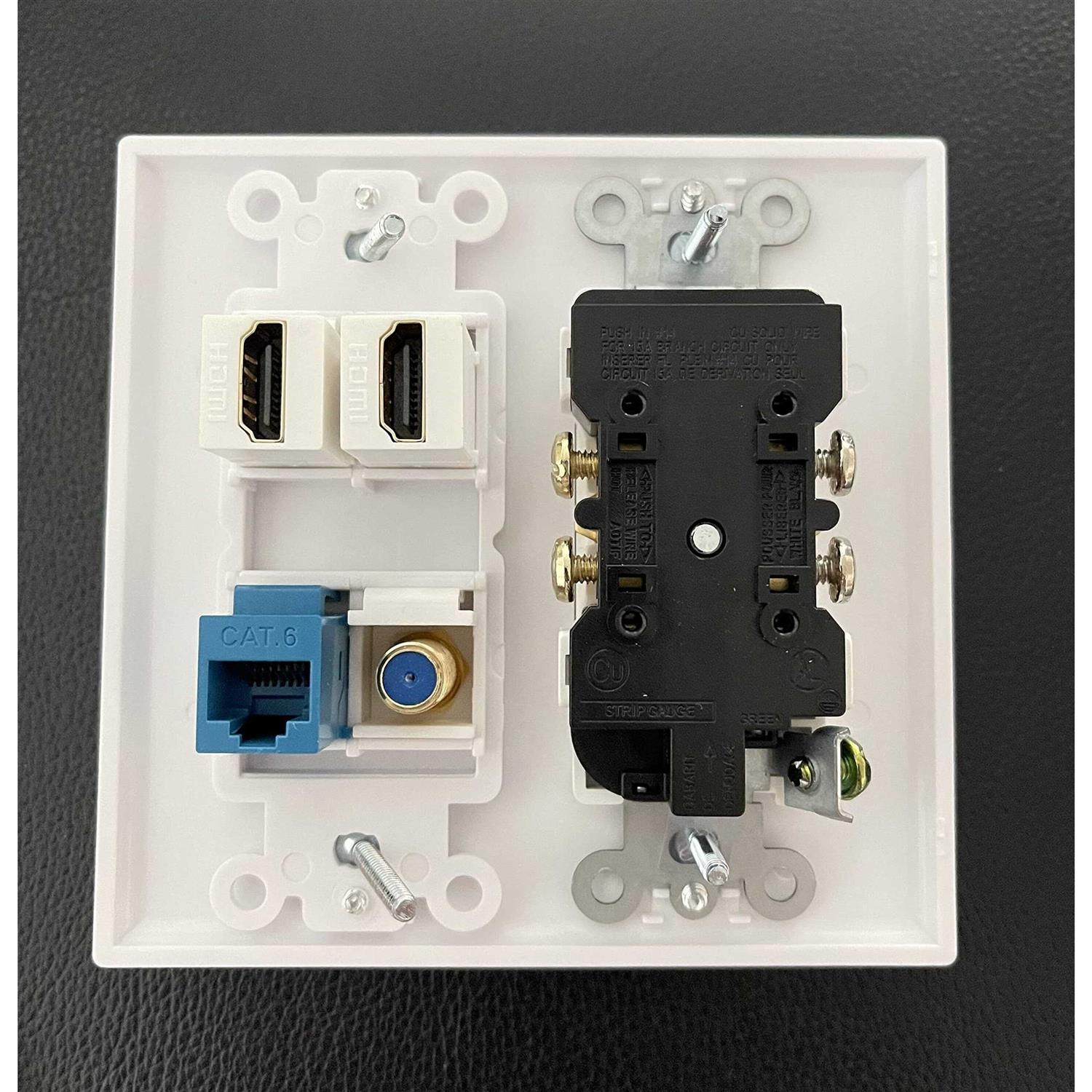 Ibl-1 Cat6 Ethernet Port and 1 Gold-plated Cable Tv Coax F Type Port Wall Plate - Zenithce